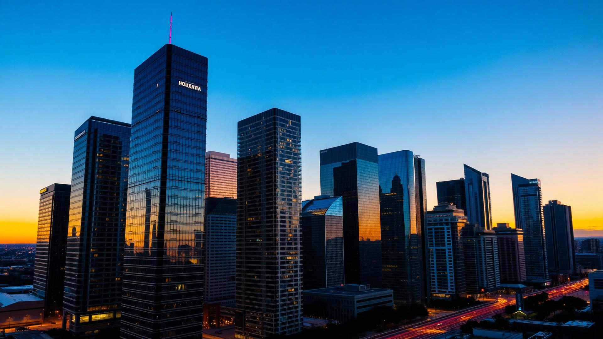 Houston, Texas skyline at dusk